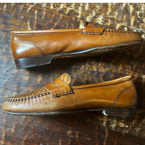Cole Haan Brown Braided Leather Men's Slip on Dress Shoe Loafers Size 9.5N - Picture 3 of 10